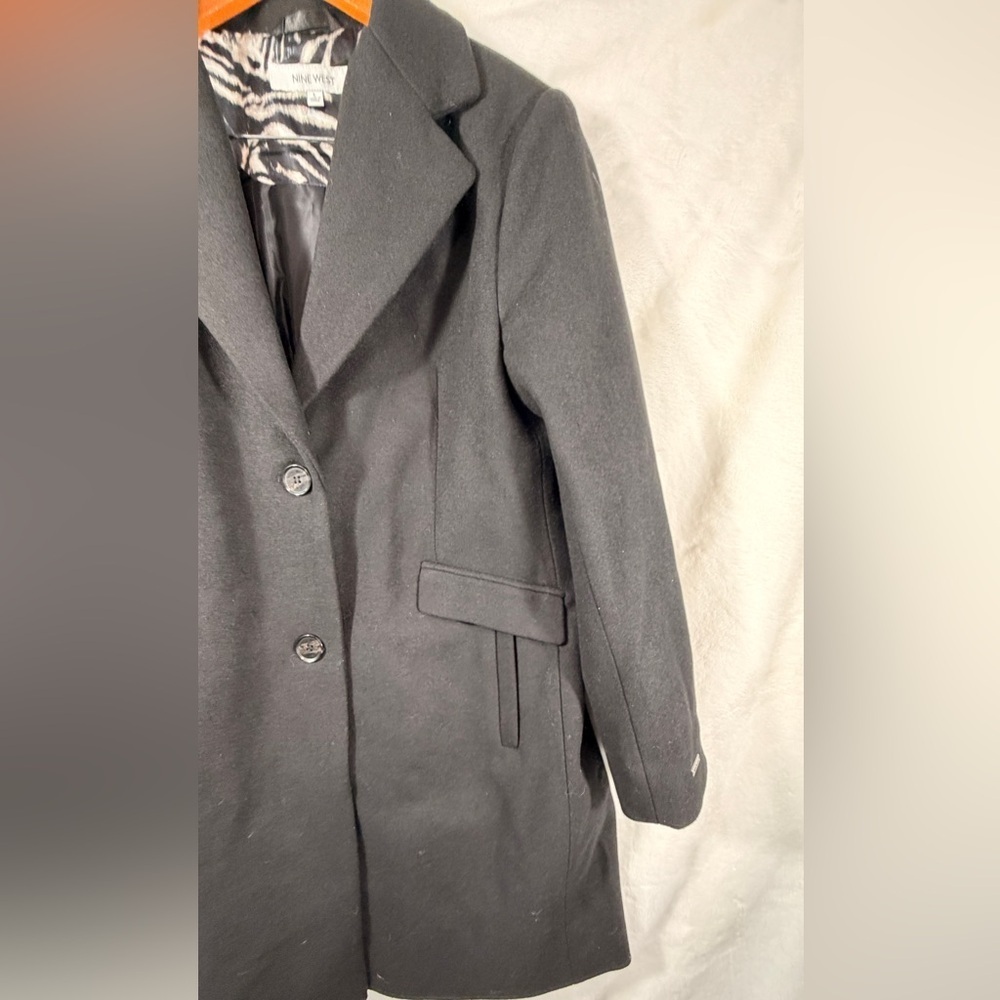 Nine West Black Wool Blend Coat Women’s Size Large Like new chic and classy - Picture 9 of 11